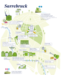 Plan zeigt die Stadt Saarbrücken